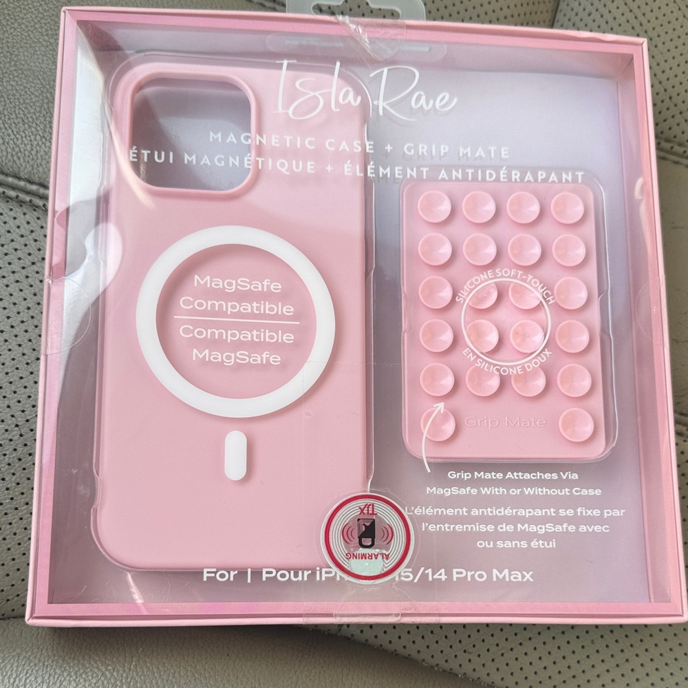 15/14 Pro Max MagSafe Compatible Pink iPhone Case with Grip Mate
